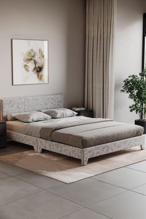 Home Discount Vida Designs Victoria King Size Bed Frame Velvet Fabric UKFR Storage in Silver