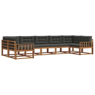 vidaXL Conjunto De Sof&aacute;s De Exterior 7 Pcs Natural Y Antracita Vidaxl