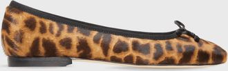 Ann Mashburn Womens Square-Toe Ballet Flat In Sahara Leopard Calfhair