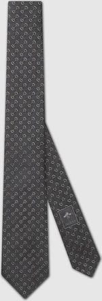 Gucci Horsebit Silk Jacquard Tie, Black