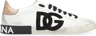 Dolce & Gabbana Mens Leather Sneakers Portofino White Calf Trainers