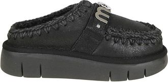 Mou Moccasin-Inspired Black Slip-On Ankle Boots With Whipstitch Detailing