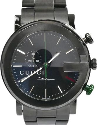 Gucci Pre-owned Watches, male, Black, Size: ONE SIZE Pre-owned Chronograph Stainless Steel Watch