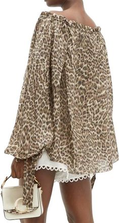 Zimmermann Leopard Print Oversize Balloon Sleeve Top Size XS