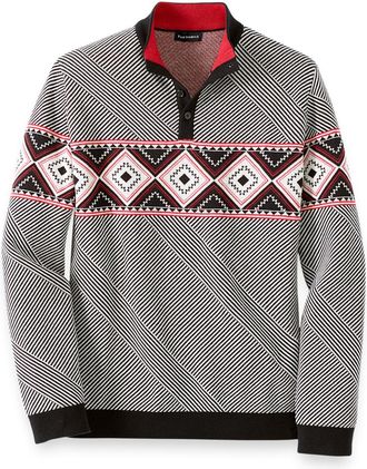 Paul Fredrick Cotton 4-button Mock Neck Sweater