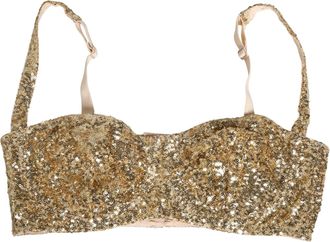 Dolce & Gabbana Womens Gold Sequined Semi-Pad Underwire Bra Underwear Elastane Nylon Clothing