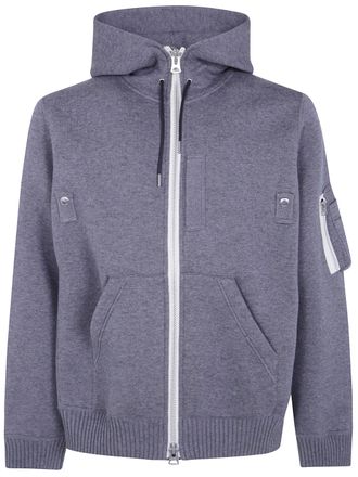 sacai Sweatshirt Zippered Cotton Cashmere Knit Hoodie