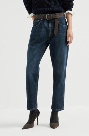 Brunello Cucinelli Authentic denim straight trousers with shiny bartack at Nordstrom, Size 40