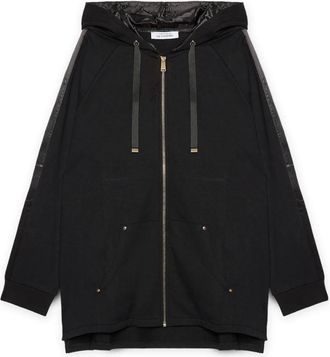 Fiorella Rubino Hooded sweatshirt met ritssluiting - Dames - Vesten met rits - Zwart - XS - Katoen - Hoodies & sweatvesten
