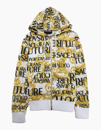 Versace Mens Versace Jeans Couture Baroque Print Zip Hoody White - Size: Regular/36