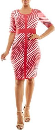 Nina Leonard Stripe Sweater Dress in Teaberry/ivory at Nordstrom Rack, Size X-Large