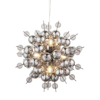 Netlighting PAVIA Stylish Dimmable Indoor Modern 9 Light Glass Ceiling Pendant in Silver