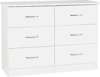 Seconique NEVADA 6 DRAWER CHEST - WHITE GLOSS - SECONIQUE | TJ Hughes