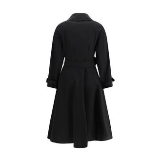 Burberry Womens Black Cotton Trench Coat Clothing