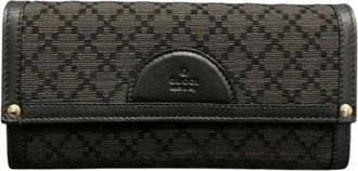 Gucci Pre-owned Wallets, female, Black, Size: ONE SIZE Pre-owned Diamante Leather Canvas Long Wallet