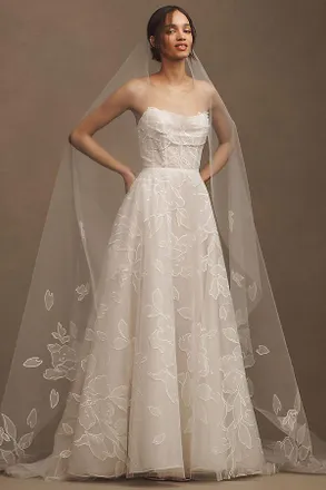 Jenny Yoo Jenny by Jenny Yoo Lorelai Organza Appliqu&eacute; Sweetheart A-Line Wedding Gown