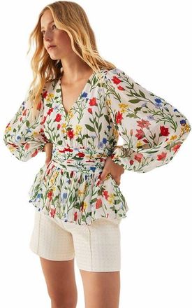 Rebecca Taylor Botanica Fleur Peplum Blouse in Ivory at Nordstrom, Size 4