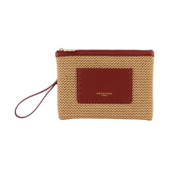 Pourchet Tassen, Dames, Rood, ONE Size, Leer, Cassis Clutch