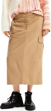 Desigual Cargo Midi Skirt in Khaki at Nordstrom, Size X-Small