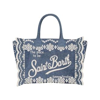 MC2 Saint Barth Tassen, Dames, Blauw, ONE Size, Katoen, Colette Volant Bag