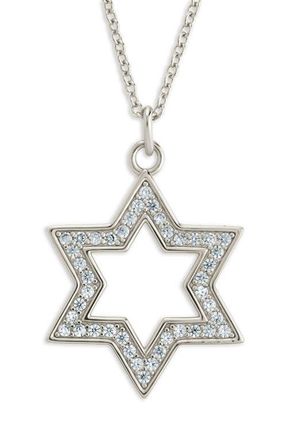 Sterling Forever Pave Star of David Pendant Necklace in Silver at Nordstrom
