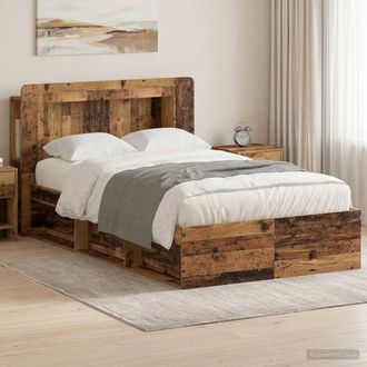 Berkfield Home Bed Frame with Storage Old Wood 120 x 190 cm Engineered Wood in Brown