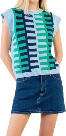 THML Clothing Short Sleeve Knit Top In Light Blue