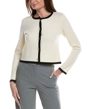 Bruno Magli Tipped Merino Wool Cropped Jacket