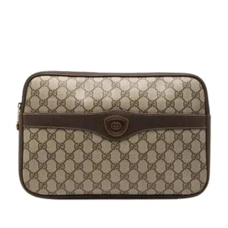 Gucci Vintage, unisex, Beige, ONE Size, Pre-owned Canvas Clutch