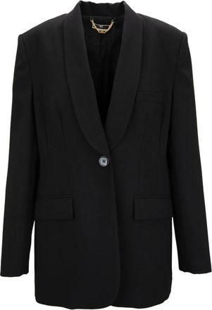 Elisabetta Franchi Diep V-hals Blazer met Knopen - Dames - Blazers - Zwart - XL - Polyester - Jassen