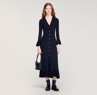 Sandro Knit maxi dress with ruffle