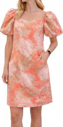 Jade Yoga Puff Sleeve Dress In Gold Dust