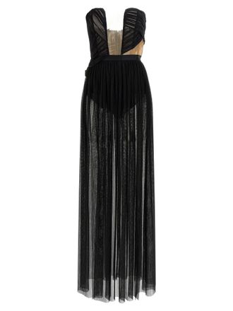 Nensi Dojaka Black Viscose Long Womens Dress