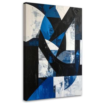 Feeby Cuadro Sobre Lienzo, Formas Abstractas Color Azul, 80x120