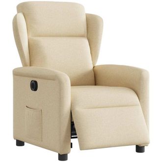 vidaXL Sill&oacute;n Reclinable El&eacute;ctrico De Tela Crema Vidaxl
