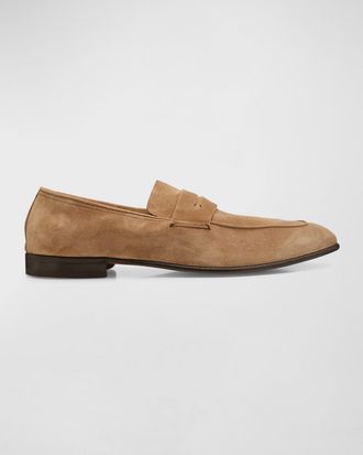 Ermenegildo Zegna Mens Suede Penny Loafers