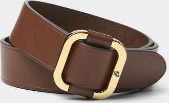 Lauren Ralph Lauren Womens Square metallic buckle wide leather belt