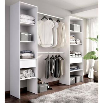Dmora Guardaroba grande Blossberg, Mobile camera da letto, Cabina armadio portabiti, Armadio appendiabiti, 160x50 h185 cm, Bianco - Dmora