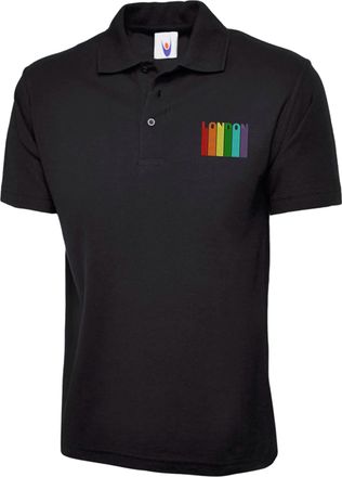 Generic Embroidered LGBT London Pride Polo Shirt, Gays Lesbians Pride Equality Rainbow Colours LGBTQIA+ Community Unisex Gift Polo Top