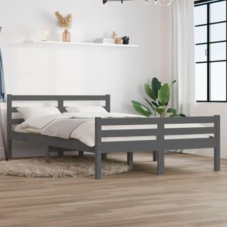 vidaXL Estructura De Cama Sin Colch&oacute;n Madera Maciza Gris 120x200 Cm Vidaxl
