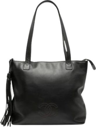 Chanel Pre-owned Tote Bags, female, Black, Size: ONE SIZE Pre-owned Vintage Leather Tote