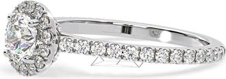 The Diamond Store Reina GIA Diamond Halo Engagement Ring in 18K White Gold 1.40ct G/SI2