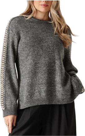 Modstr&ouml;m Donkergrijze Linemd O-hals Cardigan - Dames - Ronde hals truien - Grijs - S - Truien & Vesten