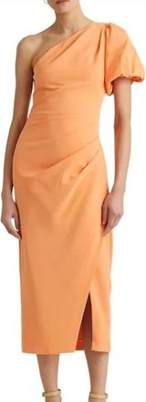 Ralph Lauren One Shoulder Cocktail Dress In Peach