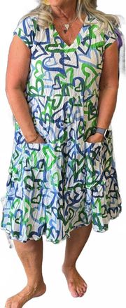 Dressaddict Jalan Dress In Blue/green Hearts