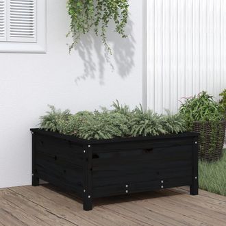 vidaXL Jardinera Madera Maciza De Pino Negro 82,5x82,5x39 Cm Vidaxl