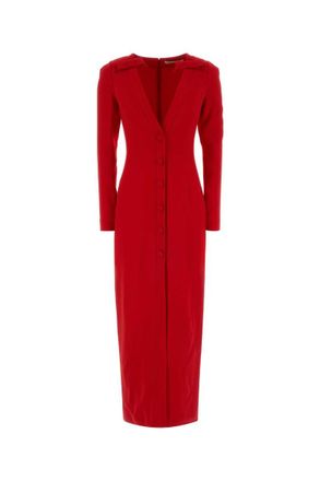 Alessandra Rich Red V-Neck Long Dress