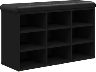 vidaXL Vidaxl - Banco Zapatero Madera De Ingenier&iacute;a Negro 82x32x50 Cm