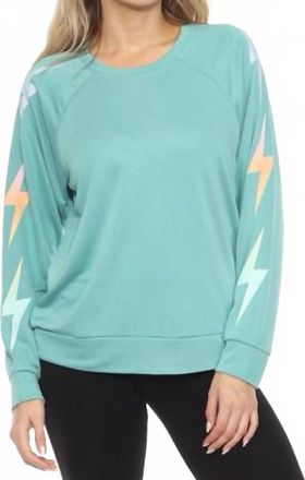 PJ Salvage Gradient Vibes Long Sleeve Lounge Top In Sea Green