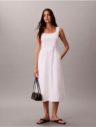 Calvin Klein Jeans Calvin Klein Womens Gathered Midi Dress - White - XL